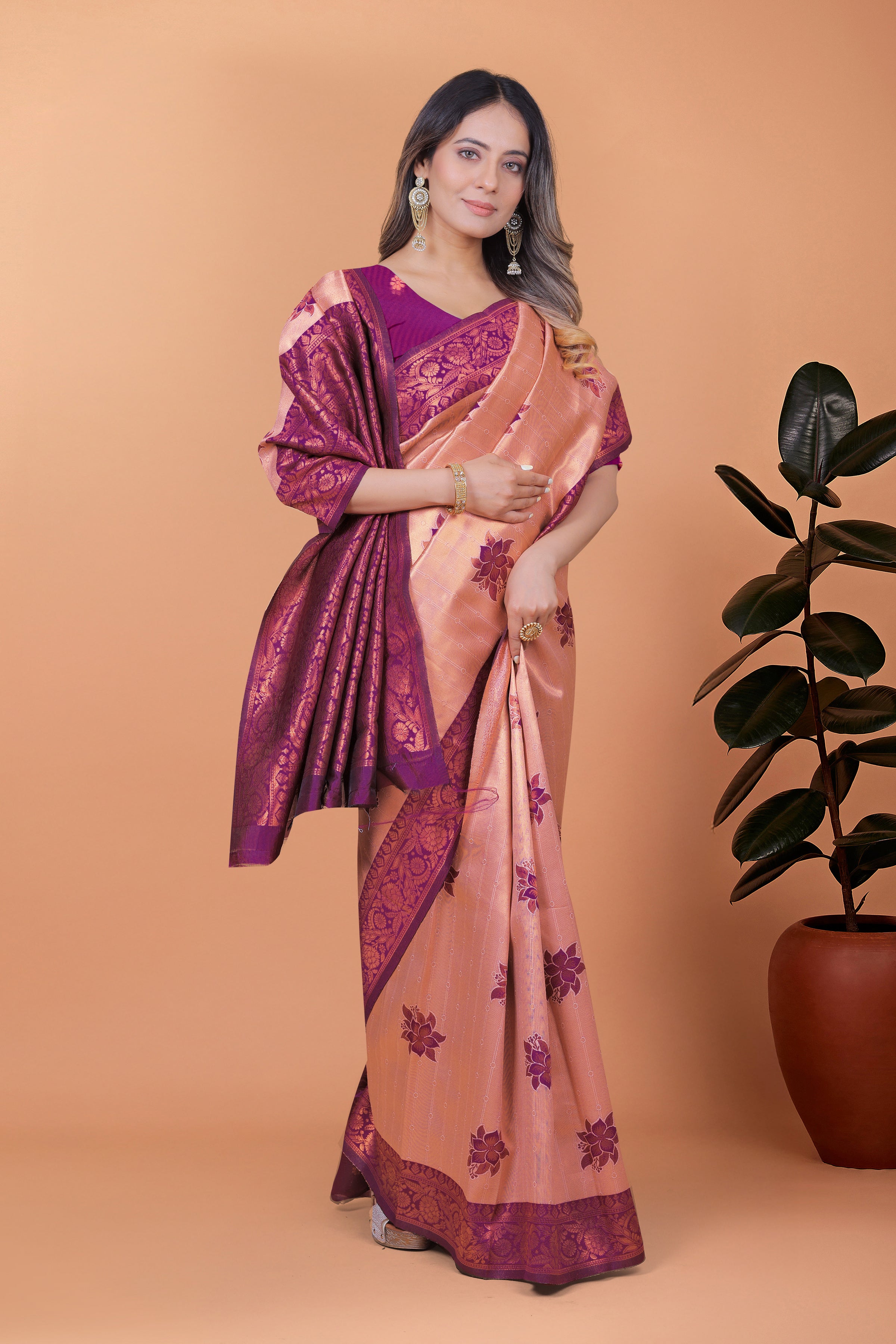 Banarasi Silk Saree with Lotus Motifs with 8 color option 🌺✨